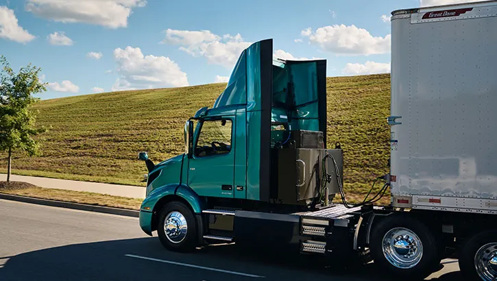 Side view of a Volvo VNR Electric